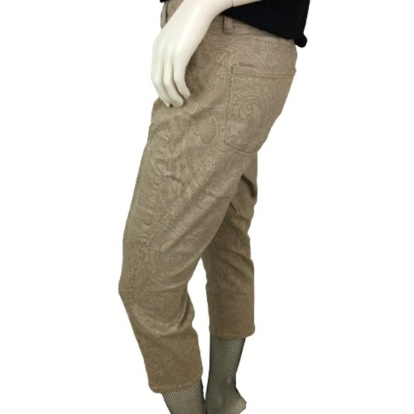 Talbots Pants Cropped Tan Paisley Pattern Size 10P SKU 000327-5 - Picture 3 of 4